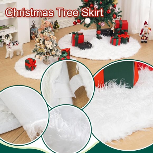 59 In Christmas Tree Skirt Faux Fur Tree Skirt for Party Decorations X003Y9GVVR - Picture 4 of 8